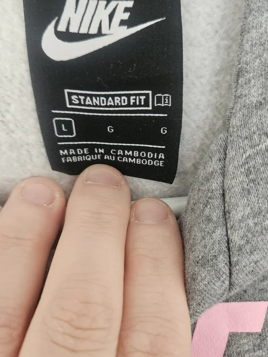 Nike Kids' Gray Hoodie with Pink Logo - Picture 4 of 4